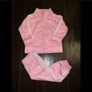 Adidas 2 PC Track Suit Pink/White